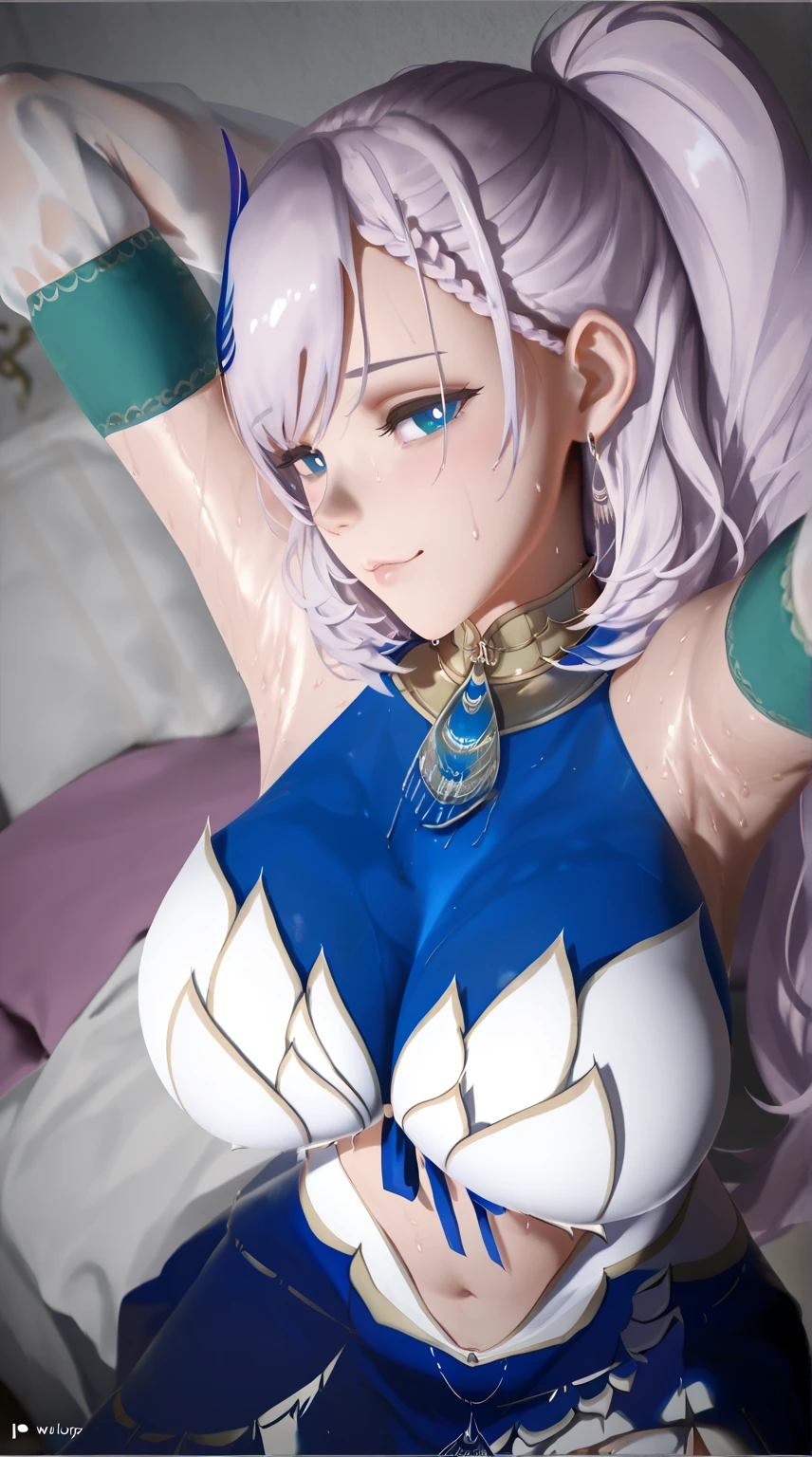 unreal engine, 1girl, shizuru \(princess connect!\), princess connect!, large breasts, best quality, very aesthetic, absurdres, nsfw, pov, xxx, seductive smile, couple sex, woman lying in bed
, topless, lens-flare, church, depth of field, dynamic angle, on bed, swet, orgasms, hair band,wedding veil, wedding dress, xxx, face-to-face recumbent coital position, autumn lights, lens-flare, belly dance cosplay, orgasms, purple hair, hair band, beauty hands, lower body of man