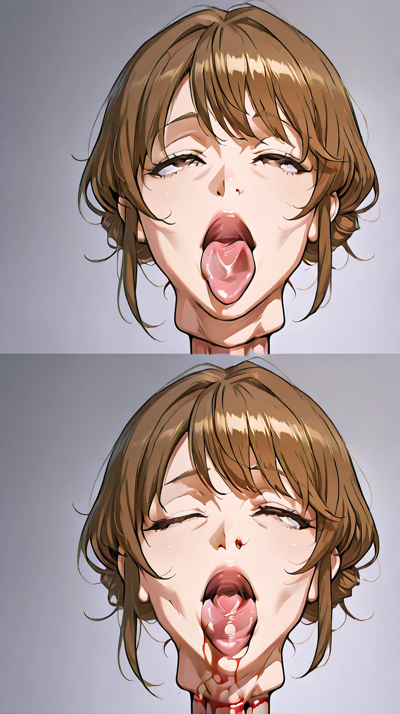 In the mouth tongue odor older sister Face close-up smile Open your mouth wide