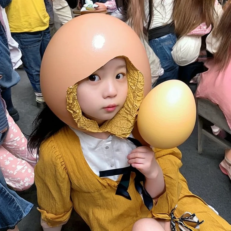 There was a baby sitting on the floor,Carrying a suitcase, , round cheeks, 😭 🤮 💕 🎀, with yellow cloths, 🤬 🤮 💕 🎀, child, Yan, box, holding gift, kiddy big breasts, jia, toddlers, kid, Very cute and childlike, taken with sony alpha 9, yanjun cheng, lulu chen
