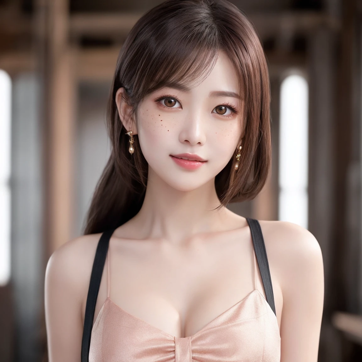 masterpiece、1 beautiful girl、detailed brown eyes、puffy eyes、highest quality, 超High resolution, (reality: 1.4), movie lighting、(Japanese)、super beautiful、beautiful skin、thin、(look at the audience)、(超reality的な)、(High resolution)、(8K)、(very detailed)、(beautiful and fine eyes)、(Super detailed)、 (wall-)、detailed face、bright lighting、professional lighting、 waist shot