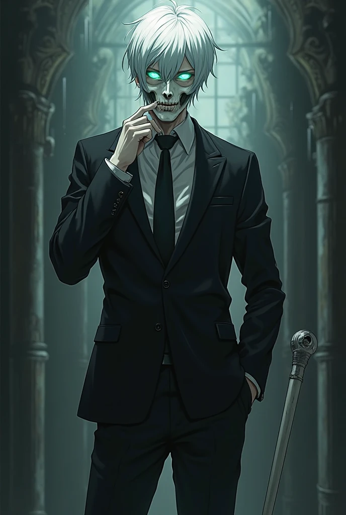 Skeleton in suit and tie illustration