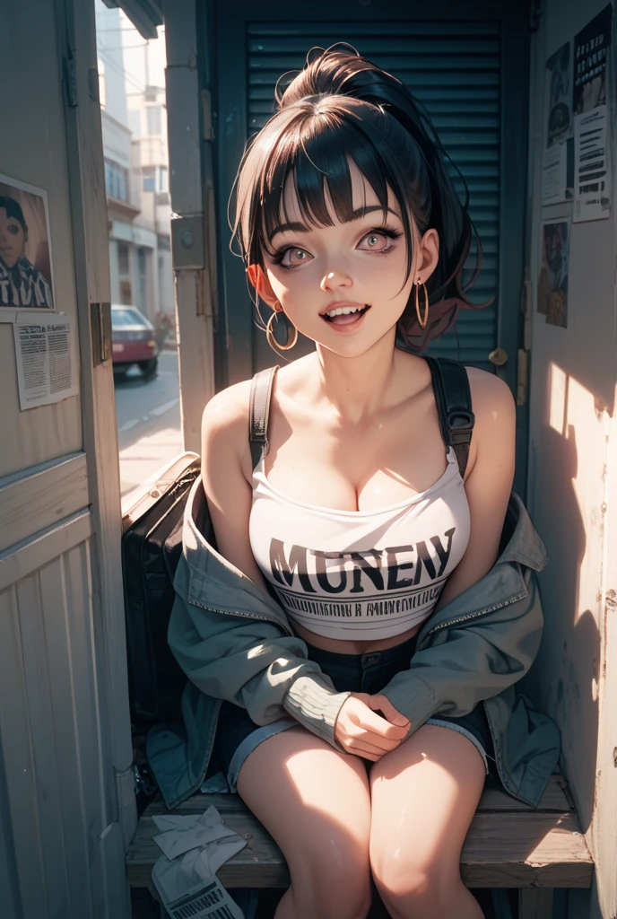 (sexy white oversized_hoodie:1.0) BREAK
[1boy:1girl:0.3], tomboy, solo, very short black hair, messy hair, pixie cut, tan, (muscular:0.9), (large breasts:1), (medium breasts: 0.25), full-face blush, choker, BREAK
new york city sidewalk, dramatic lighting, absurdres, best quality, clouds, golden hour, sunlight
<lora:GoodHands-vanilla:1><lora:oversized_sweater:.5>