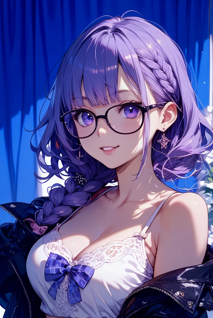 (seaside photo:1.1, in blue marine:1.5), Masterpiece, best quality, (very detailed CG unity 8k wallpaper), (best quality), High definition RAW color art, Animation,sculptures, (pink Marble Skin), (((Ultra detailed elegant))), Magical atmosphere, Detailed skin, Texture,(Intricately detailed, Fine detail, ultra-detail art), depth of fields, bokeh, Silky Touch, Hyper Detail, beautiful eyes, Elegant Face, (lying on pastel purple waterfront), sparkle background, enormous breast:1.3, under breast, (silver hair), pastel purple, fat, embarrassing red face, wide open udder, shorthair, Round Glasse:1.4, bikini