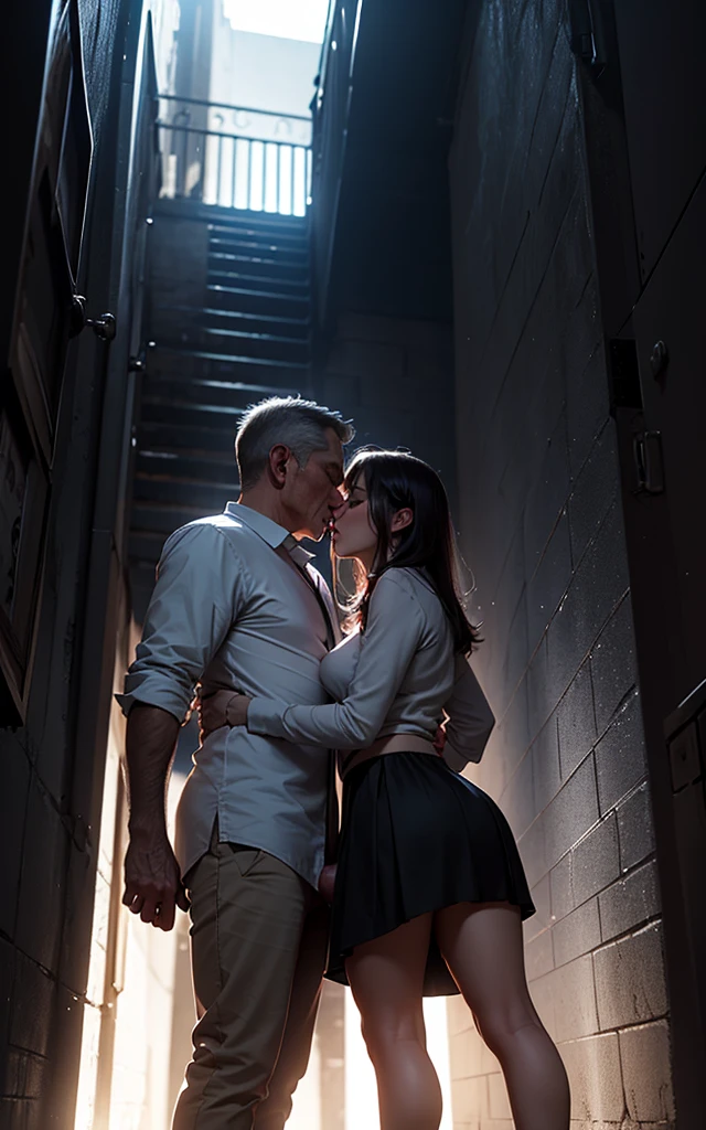 Portrait of ,gadot, as a beautiful female model,,Gal Gadot-Varsano,, beautiful face, with short dark brown hair, in cyberpunk city at night, tongue kissing a guy passionately. She is naked, straddled, fullbody.