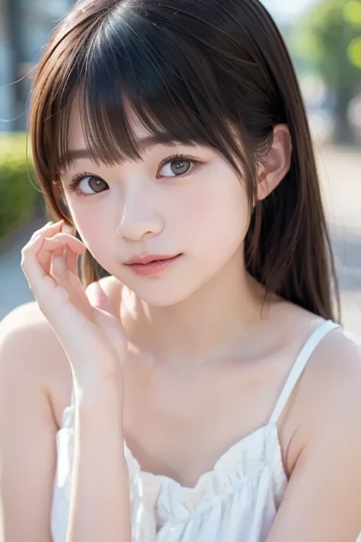 masutepiece, Best Quality, 8K, student, Teenw photo, absurderes, award winning portrait, Smile, Solo, (Night:1.8), Idol face, violaceaess, Delicate girl, Upper body, Digital SLR, Looking at Viewer, Candid, Sophisticated,Thin arms, Professional Lighting, Film grain, chromatic abberation, (Eyes and faces with detailed:1.0), (Bokeh:1.1) , (qipao dress:1.0) , closes mouth
