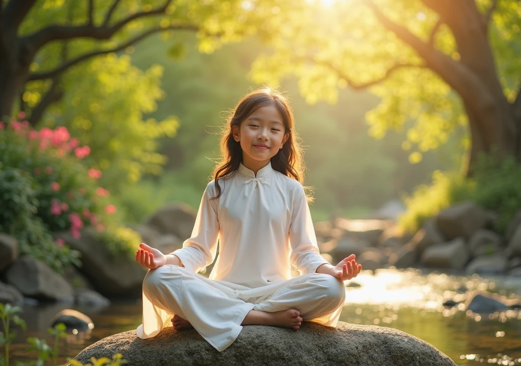 A beautiful face 12yo girl, a , doing catcow yoga pose, a South east Asian like, tanned skin, wearing yoga leggins,