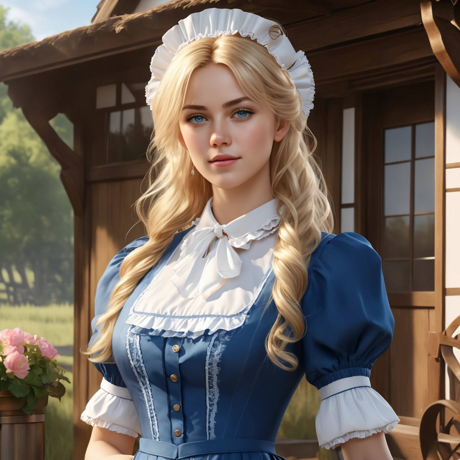 Beautiful Dickensian woman. A proper Lady, modest, moral, prim & proper. Innocent. But with hidden sultriness. with hair that is coarse, wiry, and tightly curled. It often has a rough texture, feels stiff to the touch, and may be prone to frizz and tangling. The curls can be densely packed. . The Official Art – An Award-Winning Digital Masterpiece In 4K Ultra HD, Extreme Detail And Intricate Realism. This Concept Art Brought To Life By The Hands Of Artists Like Wlop & Artgerm In A Stunning 2D Vector Illustration. Paige Renee Spiranac. LArge, perky, full, well shaped pleasing breasts. Background is a panoramic vista.
