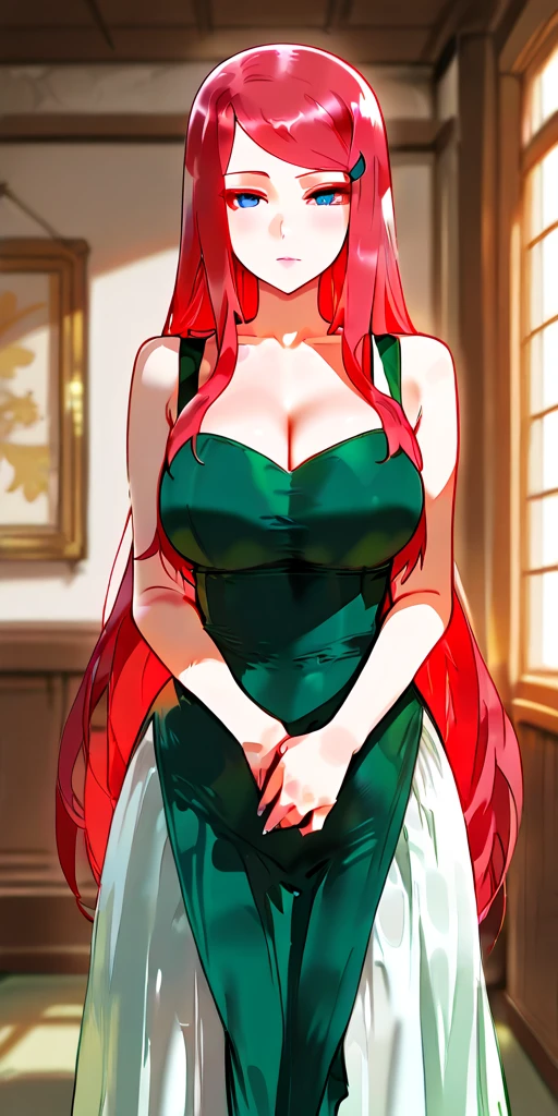 (\1girl)/,(\anime)/,(\young)/,(\hot)/,(\slim body)/,(\slender body)/,(\height 1.78)/,(Long green hair),(white skin color),(beautiful face),(structured body),(big ass:1.5),(huge breasts:1.5),(18 year old woman),(mature body),(Feeling her own breasts), (facing the viewer),(wearing),+,(A red Christmas dress that goes up to the super sexual ass that shows the shoulders and the breasts and the dress is tight and glued to the ass to the body and very sexy)