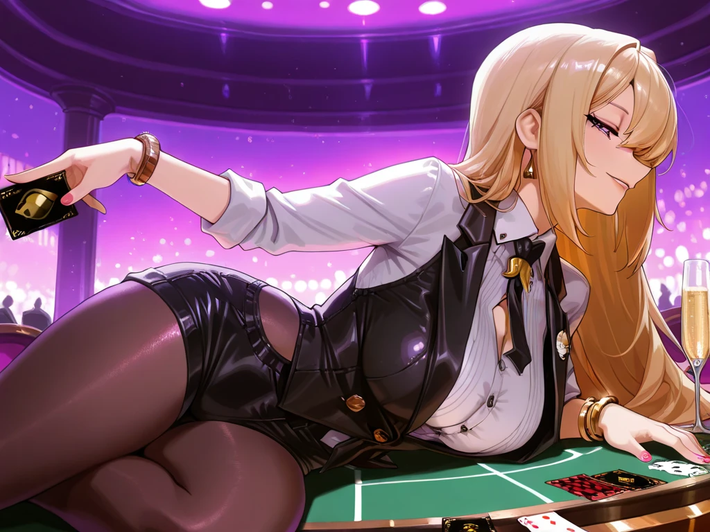 1mujer, hermosa, sexy, rubia, en casino, desnuda, exitada