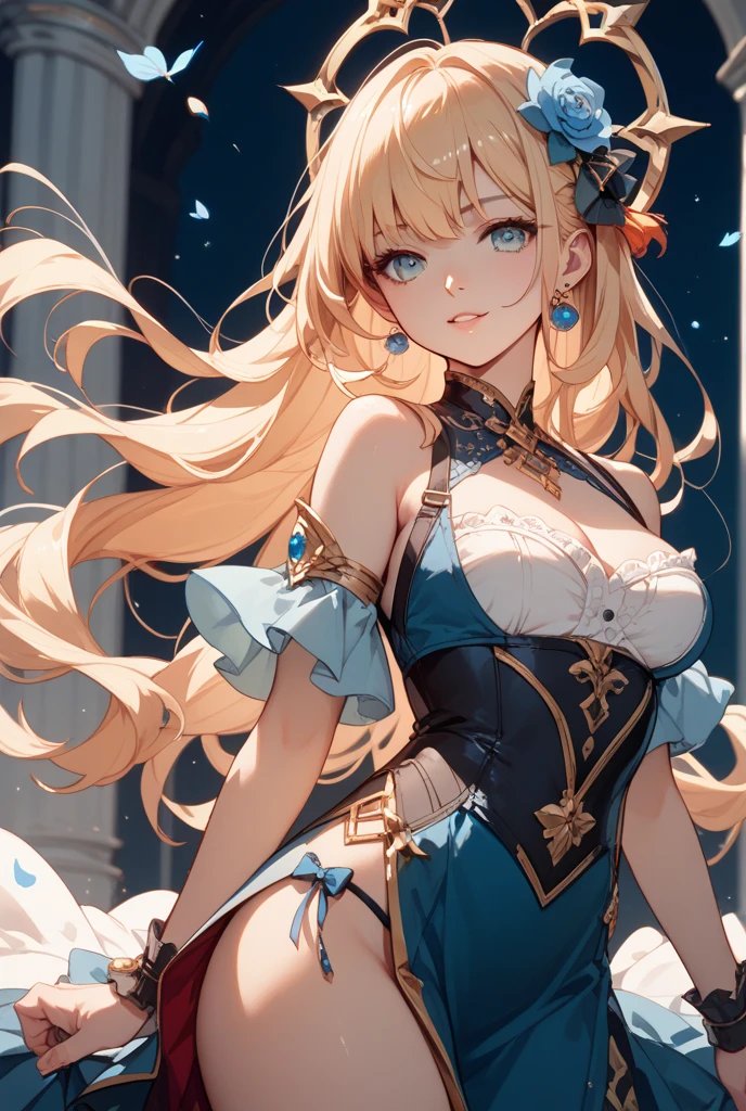 (masterpiece),((top-quality)),(offcial art),(Beautiful and indulgent:1.2),(1girl in:1.3),Face peel the front,Small breasts,((Beautuful Women)),breasts are small、Put your hands on your buttocks、Countless swan feathers,Tattoo on the thigh,Oil skin、BREAK、Beautiful woman in sailor suit,Detailed drawing。highestdetailed ((ultra-detailliert)),(Highly detailed 2D illustrations),((Extremely delicate and beautiful))Super Detail