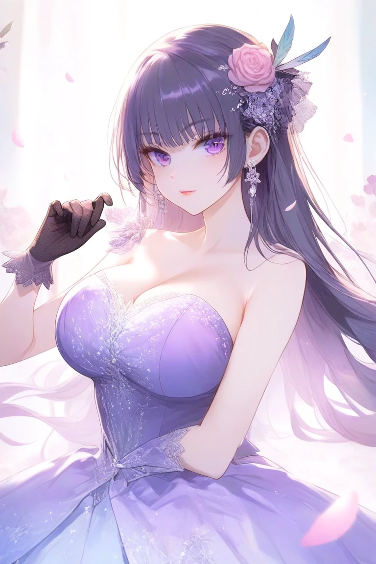 //Character
1girl, blunt bangs,19yo,short hair,large breasts,black hair,red eyes,
BREAK
//Fashions
Hydrangea Silk Slip Dress,
Dress, slinky, silk slip dress in gradient of hydrangea-inspired hues, blending from deep purple at the top to pale pink at the hem, dress features plunging neckline and thin spaghetti straps, offering seductive, yet elegant look,
Details, Delicate, hand-embroidered hydrangea blossoms cascade down one side of the dress, adding texture and visual interest, dress has high slit on one side, revealing hint of leg with each step,
BREAK
Accessories, matching silk choker with small hydrangea charm, dangling earrings with floral motifs , thin, diamond-encrusted anklet,
Footwear, High-heeled sandals in metallic silver or gold, complementing the dress’s gradient colors,
Hair and Makeup, Hair styled in sleek, high ponytail or loose, messy bun, Makeup includes bold eyeliner, smoky eyeshadow in shades of purple and pink , bold, berry-colored lipstick,
BREAK