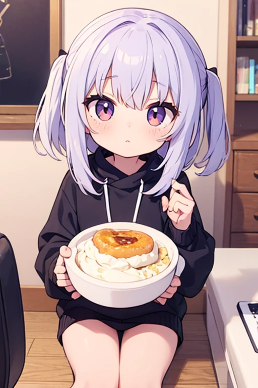 masterpiece, best quality, highres,1girl, <lora:Kanna_Sora9:0.7>,kanna,elementary school,eating lunch,happy,