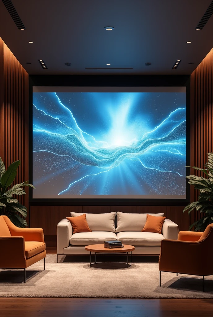 A gaming room with a 4K TV, and the TV is displaying the "sex" series.NETFLIX without people and zoom it 
