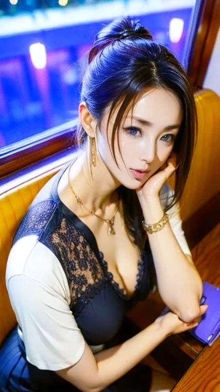 (masterspiece、Realstic:1.3)、(Very complex1.2)、(photorealestic:1.4)、(Very delicate)、(ultra realisic:1.3)、ultra realistic photograph、Extremely detail CG unity 8k wallpaper、EOS、Raw photography、EOS、Ultrawide Camera、Night atmosphere、Artistic style、(Canon 5D、105mm lens、F / 1.Shot with 4 apertures)、ful body、shinny skin、lifelike skin、colossal(Zingandik)breasts、a-pose、Good Hand、 Good face、highly resolution、caps:1.3、((Hasselblad Photography))、Fine skin、Sharp focus、(Cinematographic lighting)、collar bone、Soft lighting、Dynamic Angles、[:(details face:1.2):0.6]、Wide resolution、Chest cleavage、(((City Background)))、outside、Light blue lingerie、Light blue bra、I can't wear anything on my lower body.、I don't wear anything on my lower body.、Don't wear panties、Japanese people、black haired、Hotel-like rooms、inside the house、In a stylish room、Tall Slender、Lower body ultra-thin