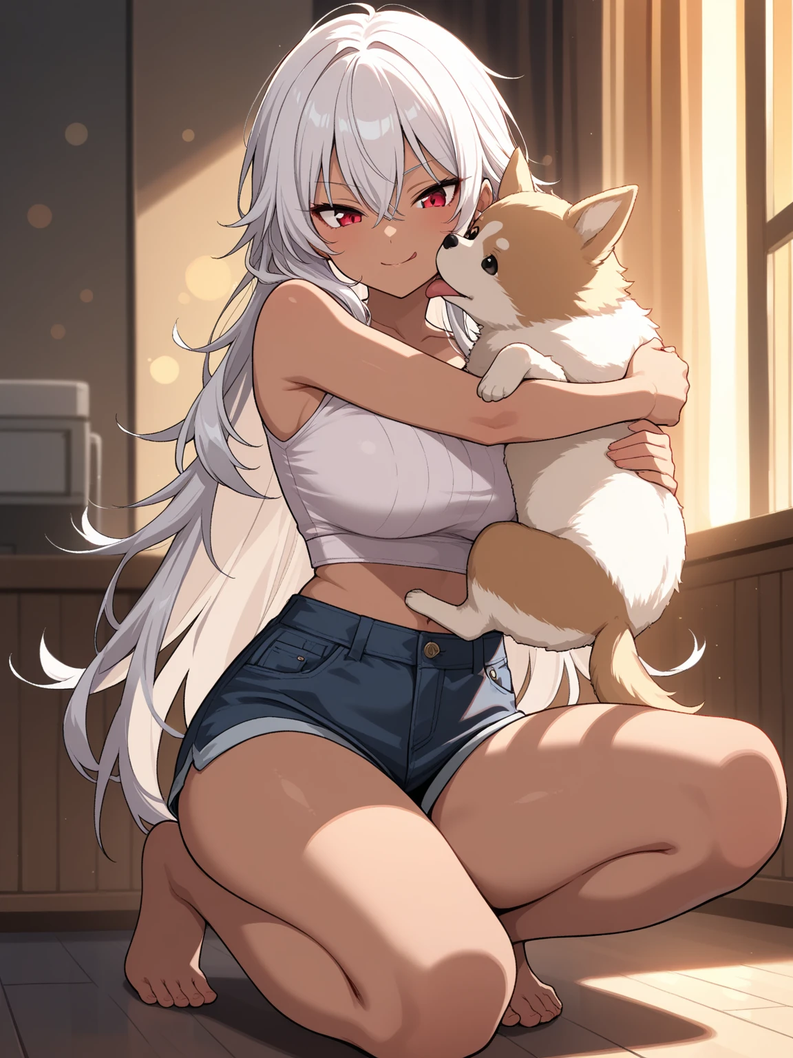 (fluffy anthro furry:1.6),(young: 1.6),fox girl,white long hair,whaite fur,small breasts,naked,armpits fur,pubic fur,neck fur,bathhouse,a lot of steam,full face blush,very hot,steam face,steam neck,steam body,steam arms,a lot of bubbles surround,a lot of bubbles floating,stand in water,looking at viewer,upper body only,smile,open mouth,close eye,low angle,bend down