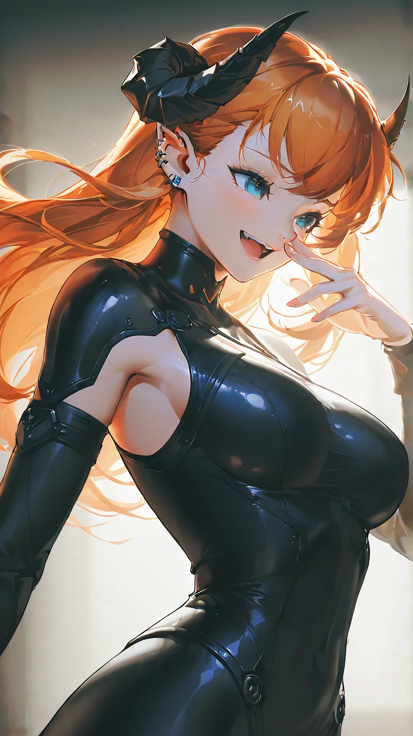 1girl,masterclass,best quality, illustration, solo, IchijouRirika, hairclip, reverse bunnysuit, ;o, one eyes closed,on bed,blush, large breasts, lying thigh gap, arm up, arm behind head