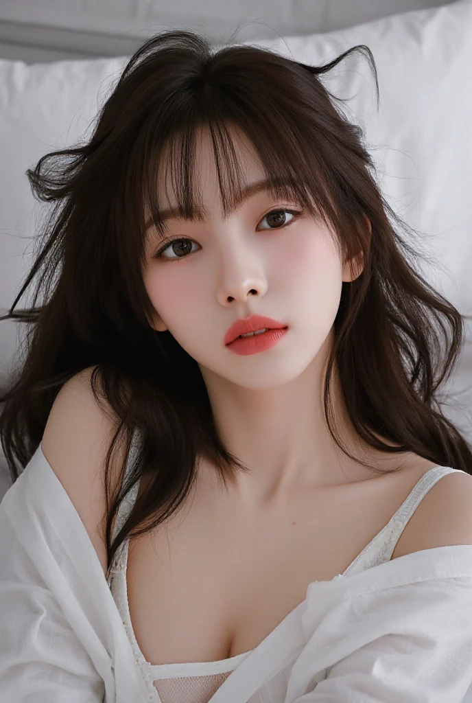 (RAW photo: 1.2), top quality, beautiful detailed girl, bunny girl, angry face, highly detailed eyes and face, beautiful detailed eyes, huge file size, high resolution, high resolution, 8k wallpaper, fine detail, highly detailed ticker uniform 8k wallpaper, light on face, movie lighting, 16 year old girl, sexy pose, illustration, surrealism, From below, Super detail, masterpiece, lying in bed