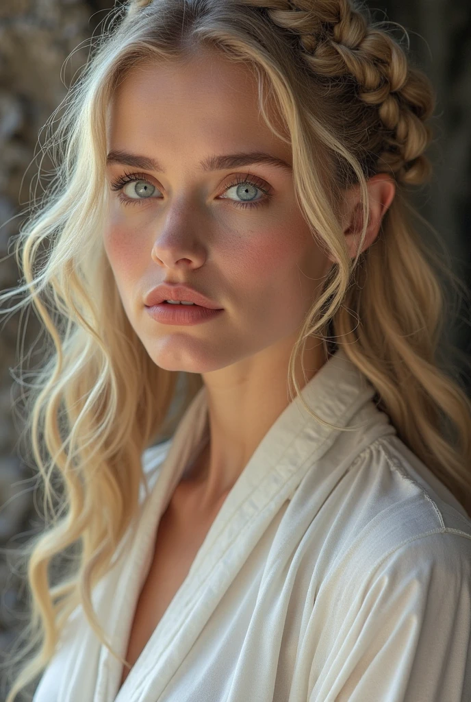 ((a norwegian bombshell)), ((heart shaped face)), fit, (((blonde))), ((perfect tits)), perfect teeth, ((braided hair)), (((pointy nose))), whole body picture, ((((sexy pinup)))),