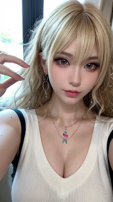 pretty girl, (Ash Blonde Hair), ((very bun hair)), Perfect Face, An innocent smile, Upper Body,(blue eyes), (small), (thin), nude、((small胸)), ((Only 16)),Nude Model、 Skin Dentition, Extremely detailed, Attractive oval face, Red lips, Red cheeks, Glowing Skin, Fine hair, Face Focus, Beautiful breasts,Pink nipples、 Gorgeous hair ornament, Gold earrings, ((1 girl)), Embarrassed expression,