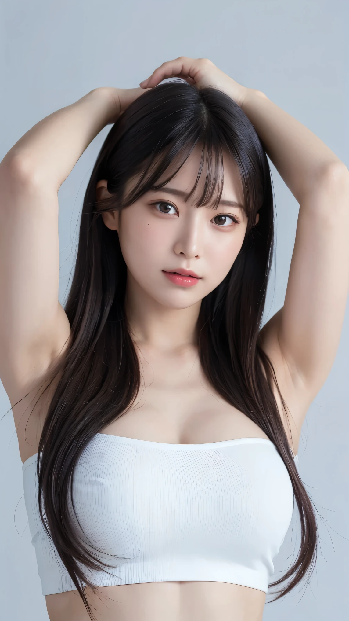 22:00:44 1girl, beautiful vintage colors, full body (8k, RAW photo, best quality, masterpiece: 1.2), (sharp focus: 1.2, (big breasts dew), , studio light, (black medium hair:) , portrait, , , (best image quality: 1.4), (closed mouth smile without missing teeth), , shy,: 1.3), white dress leaking chest leaking collarbone: full body photo double eyelids