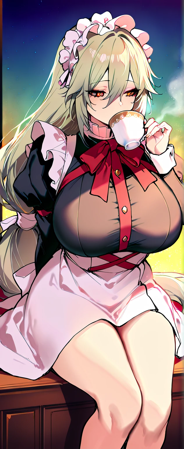 (masterpiece:1.37), Highest quality, (Very detailed:1.37), (One Girl:1.5), woman, (mature:1.5), (Adult:1.5), Hair Ribbon,Earrings, Maid clothes, pantyhose, (Pelvic Curtain:1.5), (Very detailed eyes:1.37), (get wet:2.0), despair, (Are standing:1.5), Embarrassing, humiliation, blush, anger, cherry blossoms, garden, (Golden Hour:1.5), whole body, (Crossing your legs:1.5), From above