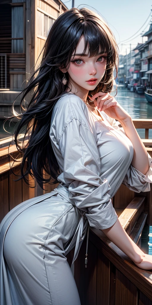 Close-up of a woman in a short skirt standing on a boat, Extremely detailed Artgerm, Range Murata and Artgerm, Style Artgerm, art-style, trending artgerm, beautiful and seductive anime woman, IG model | Art germ, Artistic germ style, 《overwatch》Anna, like artgerm