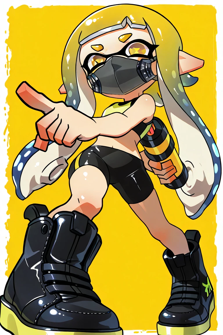 masterpiece、highest quality、High resolution、Real Anime、3D、Splatoon Girl、Effects of Condensation in Genshin Impact,Pure gold premium comic background,White lace photo frame style,Golden Eyes、Prism Gradient Tentacle Hair、blush、Expose your abdominal muscles,Slim figure,Huge boobs,Clothes open,Short sleeves for upper body,The bottom white dress,Mesh clothing,Stick your butt out,fleshy thighs,Mesh stockings below the waist,Comic Cover Style,Manga Title,Highly detailed face,Deep Rendering