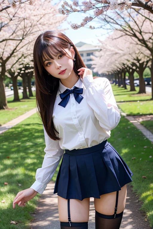 ((highest quality, 8K, masterpiece :1.3)), Photorealistic、Ultra-high resolution、Natural skin texture、Hyperrealism、Photograph from the knee up、12 year old beautiful Japanese girl、Large breasts、White collared shirt and tie、Checkered mini skirt、Serious expression、Angry