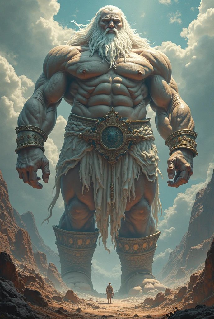 Stoic statue with muscles and beard