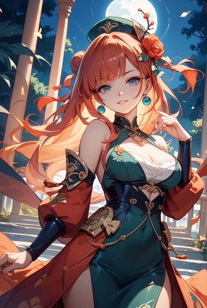 one girl,solo,high stature,Early twenties,(((green eyes,orange hair))),mole under eye,drooping eyes,long hair, side ponytail,muscle girl,large thighs,(((large breasts,cleavage))),tareme,
(sheer red china dress,bare shoulders,elbow gloves,black thighhighs,clothing cutout, cleavage cutout),jewelry, earrings,(((see-through))),suzaku,
((spread legs, show vagina,upskirt)),
(smile,abandonment face,pleasant:1.2,delighted:1.1,closed mouth),cinematic lighting,high resolution,(symmetrical clear eyes:1.3),
(Chinese temple,japanese shrine background),sense of depth,4k,absurdres,(from below),dynamic pose,dynamic angle,best quality,masterpiece,Detailed illustration,Destructive art,opulent, <lora:PADreiran:0.8>