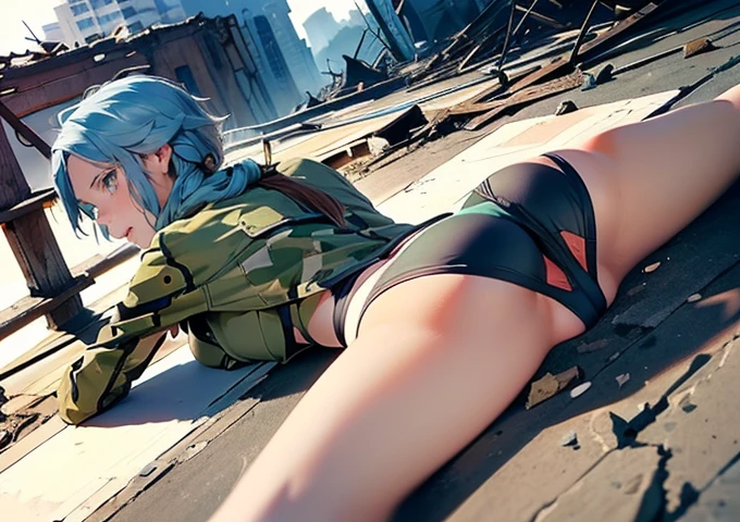 Giantess with firm , long sexy legs, yellow hair and in a bikini is lying on the ground, while the city at her feet burns in flames from the destruction she has caused, while tiny people climb on her body to have sex with her. Giantess, goddess, macrophilia, curvaceous body, hentai, fetish, sexy legs, bikini, high heels, high quality, tiny people, tiny people climbing
