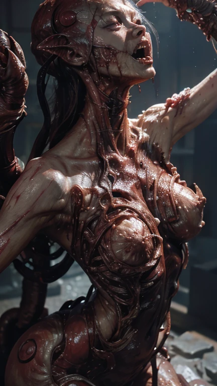 ((2 monster women)), futanari, ((multiple monster penis, veiny)), sweat, completely nude, ejaculating, ((best quality)), ((masterpiece)),((highly detailed)), fine details, award winning image, simple background, standing, beautiful, cum, semen, ((huge erect monster penis)), pubic hair