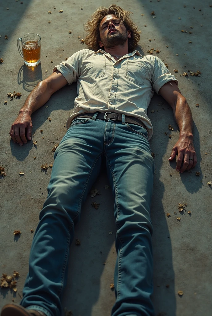 (masterpiece, best quality), Dark photograph, homoerotic, a shirtless average young man, redneck, smoking cigarette, sitting on concrete steps porch of small farmhouse, hazy, smokey, film, accurate proportionate, bare chest leg thigh knee calf foot barefoot,  summer evening, nighttime, Photorealistic, hyperdetailed, life-like, sharp focus, ((detailed realistic skin, life-like detailed realistic face)),