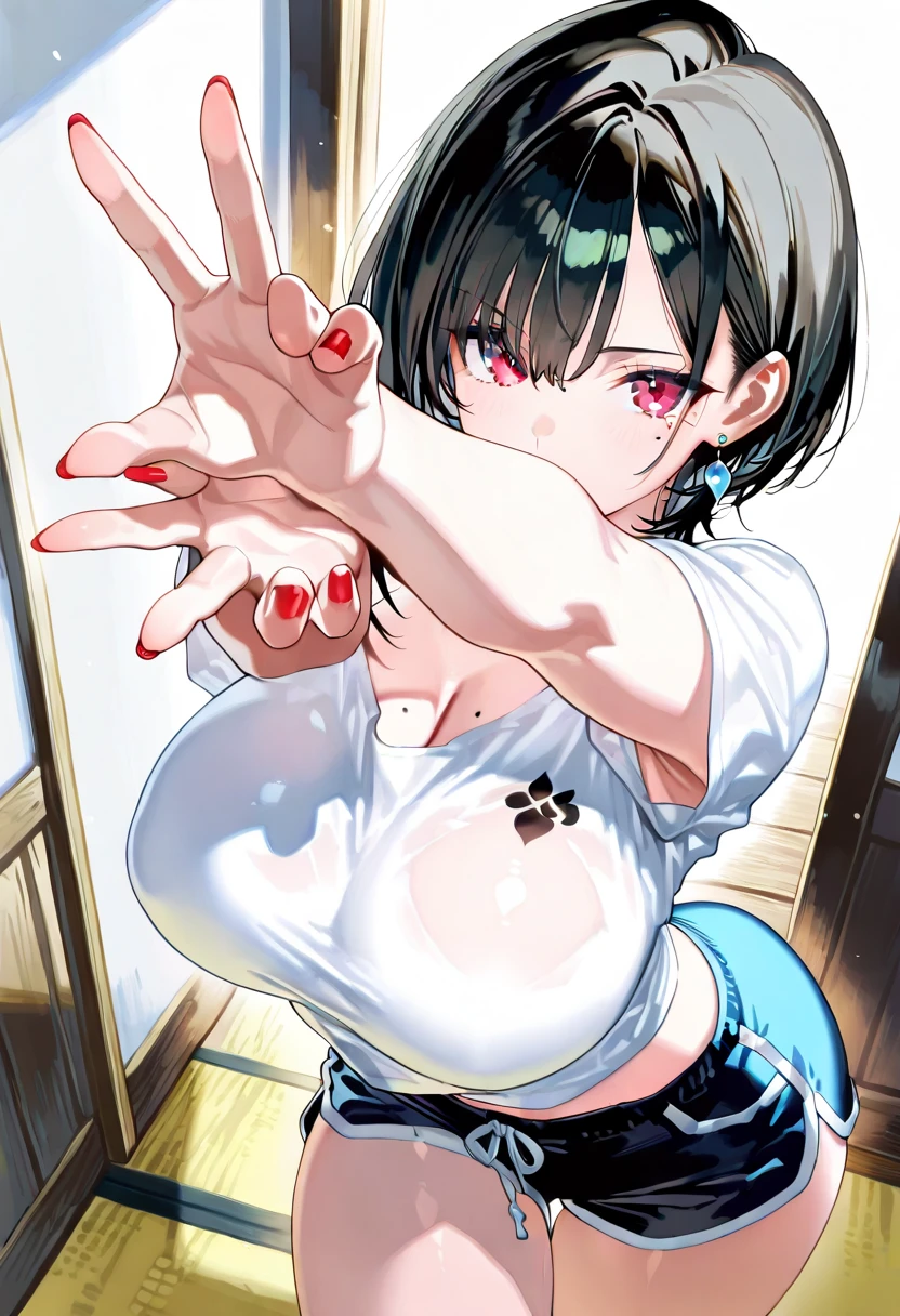 NSFW,(8K、top-quality、masterpiece:1.2)、The large、Hi-Res、1girl in、1 boy、Gonzo、on breast、(fullnude:1.5)、((Dangle earrings))、breasts focus、Her face、string、((vaginal、SEX:1.5、thick penises:1.5 、One strong man:1.3、Overflowing sexual fluids、Woman on top))、((legs are hung with strings:1.2、The string is wrapped around the main body........................:1.4))、Dynamic Poses、huge-breasted:1.5、Open your mouth and put your bottom out、Screaming、Eyes closed、Pained face、((Trembling girl:1.5))