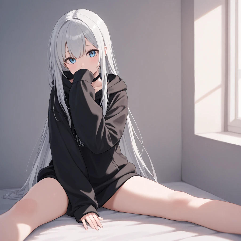開脚して自身の股間をいじっているCompletely nakedの女性、She's masturbating、she is masturbating、She is masturbating、Completely naked、