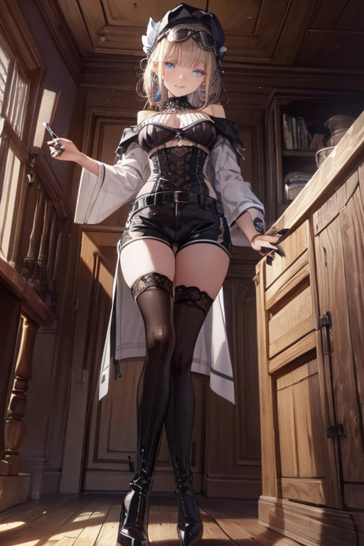 ((masterpiece)),(bestquality),((ultra-detailed)), ((beautiful detailed sky)), ((cinematic lighting)), depth of field,detailed lighting,((beautiful detailed eyes)), red lip, (full body), standing, smile,eyeshadow,large breast, cleavage,((sexy)), ((furinadef))
