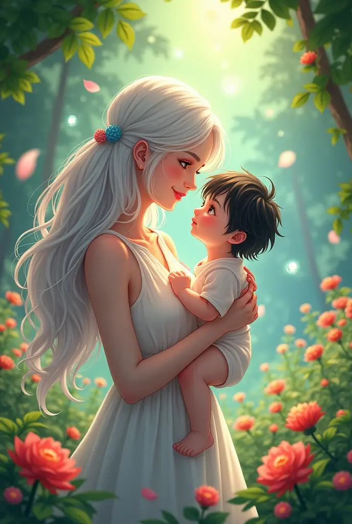(64 mil, Foto RAW, melhor qualidade, obra-prima: 1.2), ultra-detalhado, arte formal, renderizado: 1.37, foto na parte superior do corpo, ( "Um homem de meia-idade ,Standing gray hair, Carefully holding a cute newborn baby, Both appear to be floating in the clouds in the sky. ))(They're both smiling happily, cercados por uma aura de tranquilidade e serenidade. The scenery is of a stunning place, cheio de paz e harmonia, conveying a feeling of love and connection between man and baby."),Beleza, ,sorrindo e ele sorri, pose IN FOOT and,Cheio de flor cor-s flor borboletas )and birds),detalhes,Rosas,flor),detalhes