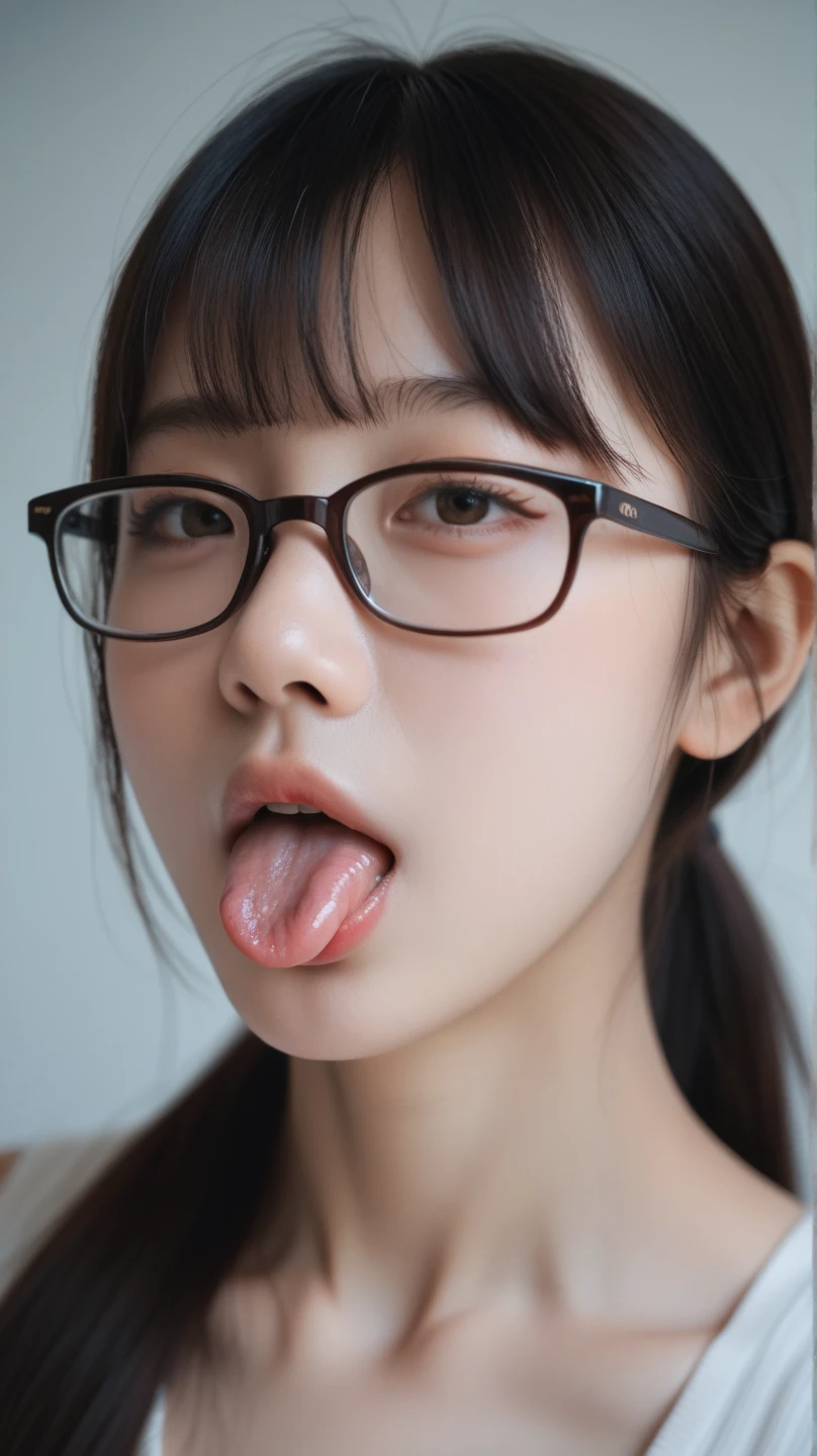 Sucking male genitalia、Black-rimmed glasses、Black underwear、A dark-haired、bobhair、In the hospital、Hospital Room