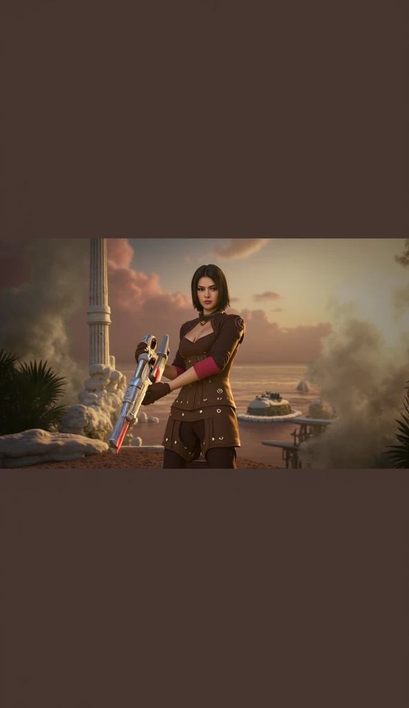 an attractive woman [gunslinger:bounty hunter:0.4] standing in a apocalyptic wilderness (pixelpc style:1) <lora:djzPixelPC_LB2:0.8>