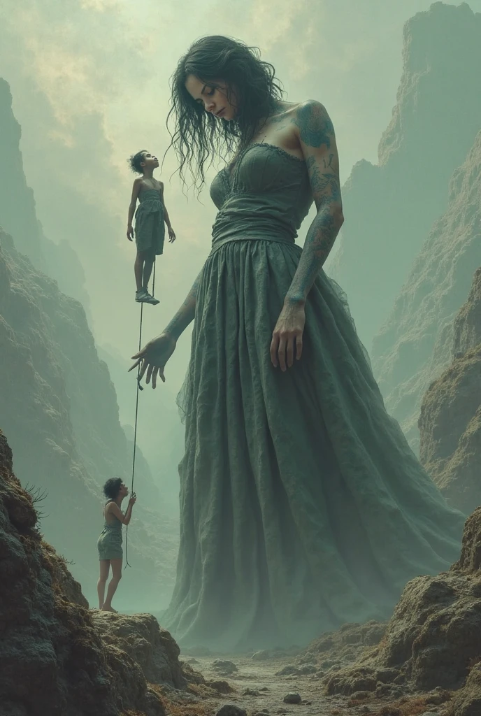 A giant woman having a fetish with a small man