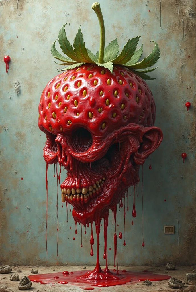 inside a apple is a skull in neoclassical art style