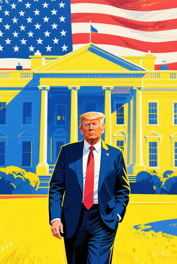 masterpiece, best quality, <lora:kp:1>,kpstyle,multiple boys,old man,donald trump,maga,flag,simple background,
