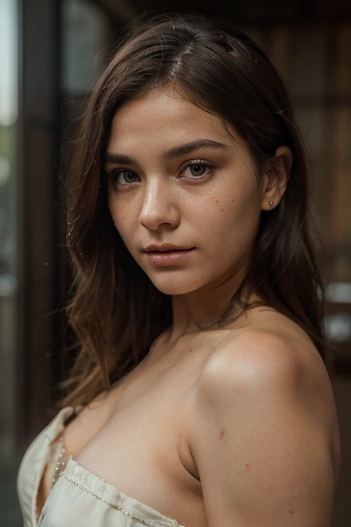 A photo-realistic image of an 22-year-old girl, brown hair, (1 girl), (extremely detailed CG Unity 8k wallpaper background), photo of the most beautiful works of art in the world, professionally majestic (photography by Steve McCurry), 8K UHD, digital SLR, soft lighting, high quality, film grain, sharp focus from Fujifilm XT3, f5.6, high detail, sharpness, spectacular, (looking at the viewer:1.2), (detailed pupils:1.3), (natural light).