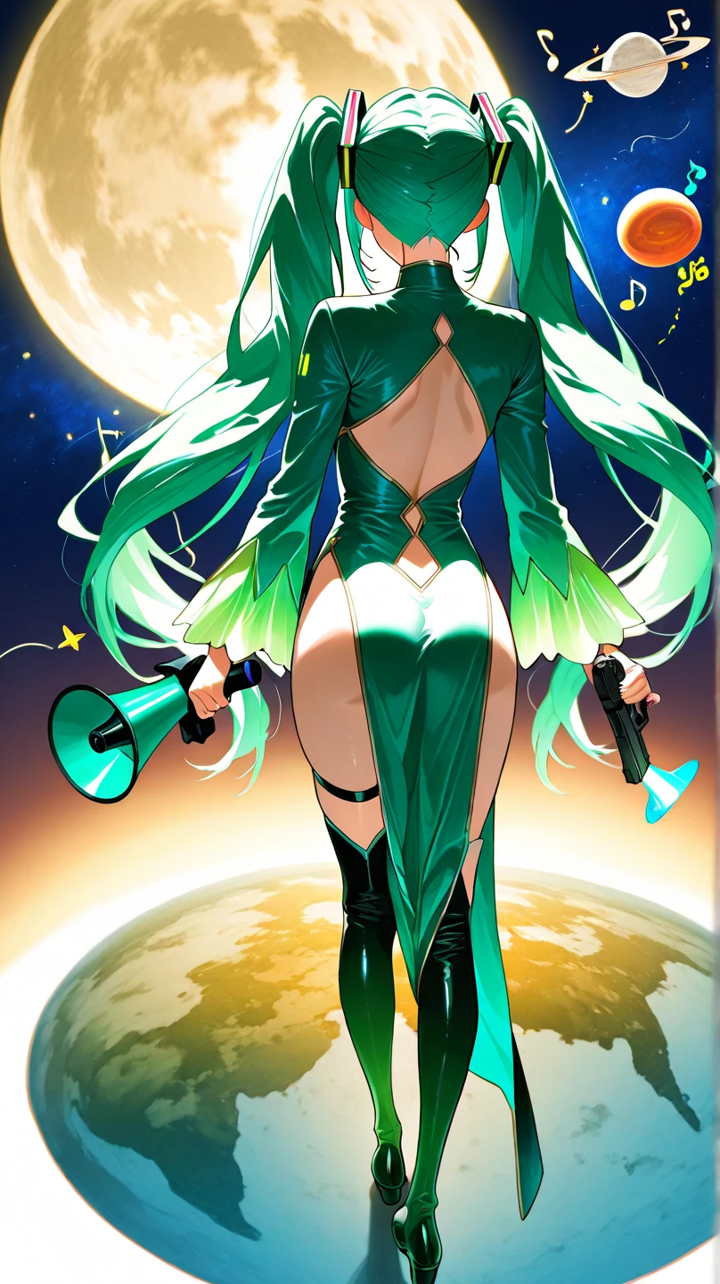 a portrait of a elf woman with freckles and bright striking blue eyes posing for a photo,full body, long pointy ears, thick legs, muscular, fit, defined abs, thongs, (cameltoe) white freckles, long flowing green hair flying, portrait, beautiful pale makeup, color portrait, stunning portrait, elegant freckles, wearing black thongs, black gloves, starshine, gold dust spread across her skin and her face, walking. Dark background of magical night forest, deep woods, towering ruins, starlight skies, suitable for viewing in public places