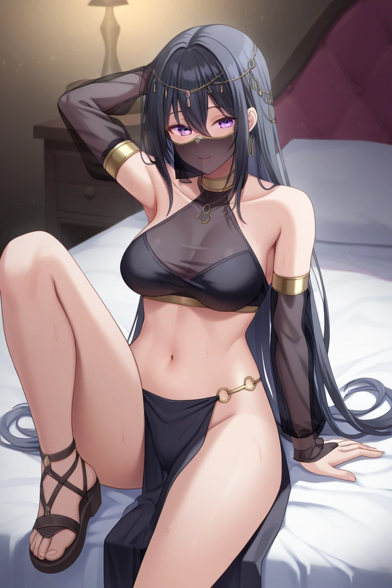 1girl, Angle from below:1.8, The girl bends forward to show off her breasts、legs apart, (Blade), (Tanned shiny black skin:1.6)、Glowing Eyes, ((Sexy evil grin)), (10 years old girl), blondes、Twin tails、forehead、Small breasts, hat, ((((arabian clothes, see-through)), (headband), (Areola Slip), small breasts, (jewelry)))、desert, ((sahara))、foot, ((foot))、(Put your hands behind your head)、arm pits, (Ass), (sitting)、front, have a dagger、((footjob)), 足の裏、