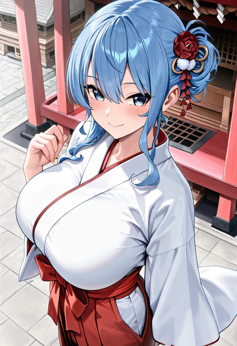 8K Historical drama style Beautiful Japanese princess from the Warring States period with short blue hair Gorgeous embroidery, Ultra glossy, She is wearing a shiny Heian period princess kimono. She exposes her nipples and squeezes out breast milk on the futon