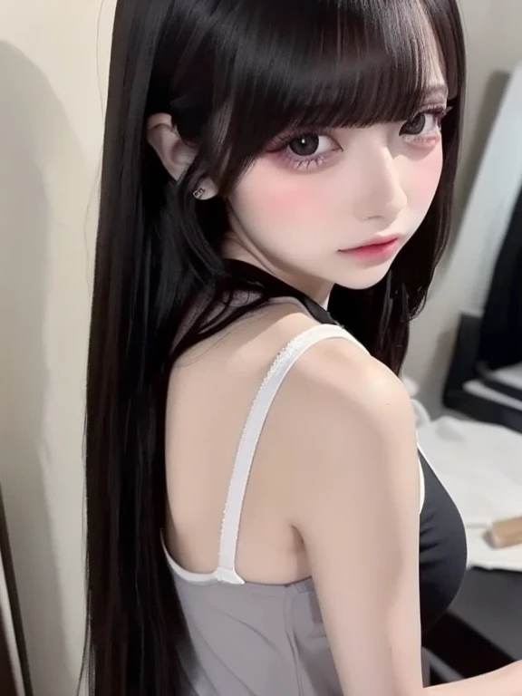 (((Sitting with legs stretched out))),(((Small breasts))),(((color々Najirai Kei Fashion)))、((Off the shoulder)),(((mini skirt)))、((Breasts and nipples visible))Highest quality、High resolution、超High resolution（Real：1.4）、(School:1.3)、18-year-old、Japanese women、Small breasts、(looking at the camera)、Cute round face、smile、((Shiny gray hair))、looking at the camera、Sparkling eyes、Lips shining with lip gloss、Natural light、(()）、(slim、small、Flat、small)、thin、Delicate and sexy collarbone、One Girl、(beautiful girl、Delicate girl:1.3)、(18-year-old:1.3)、Very beautiful eyes、(Symmetrical eyes:1、茶colorの目、Parted bangs、(Eye and facial details:1.0) )、Real実写、Photogenic transparency、Detailed eyes、Gradation、Perfect anatomical figure、Woman with perfect body、Highly detailed skin、Highly detailed face、Beautiful eyes in every detail、Background Blur、Sexy pose、