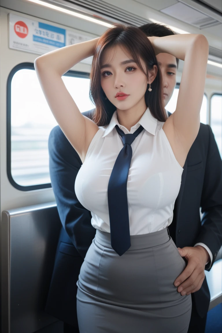 (masterpiece:1.3), (High resolution:1.1), Detailed beautiful face, Detailed beautiful, (huge breasts, gigantic breasts:1.4 araffed woman in a white shirt and red panties on a subway, korean girl, very sexy outfit, intriguing outfit, japanese goddess, a hyperrealistic schoolgirl, russian and japanese mix, attractive pose, sexy look, japanese model, gorgeous chinese model, better known as , , sexy look at the camera, , sexy outfit, korean girl, Korean sexy
