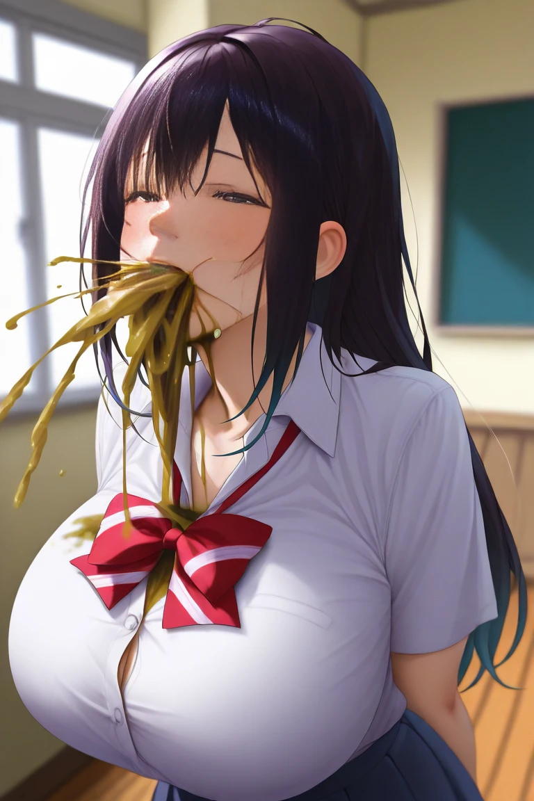 ((highest quality)), ((Super detailed)), ((masterpiece)), ((High resolution)), (original), ((Highly detailed CG Unity 8K wallpaper)),1 girl, ((alone:1.2))、(perfect face)、(((Big breasts 1:1)))、(((Black man makes woman suck dick)))、((Girls who give)),((Blowjob)),Black Large、((Suck the big ones))、(((Ahegao 1:1)))、(cross-eyed)、((Hands next to your face))、((peace sign))、((deep throat))、((swallow big cock in mouth)),((Swallow a big cock to the root))、((deep throat))、(handle penis with mouth)、(((NSFW1:1)))、(((breast milk))),((semen)),(((pinch your nipples)))、((white of eyes))、((Eyes are heart marks))、(((1:2))),(((semen))),(((black penis))),((roller)),(((black hair))) 、(((green bangs)))、((ponytail))、(((white shirt))、(((Orange tie)))、(((nemona))),Pokemon