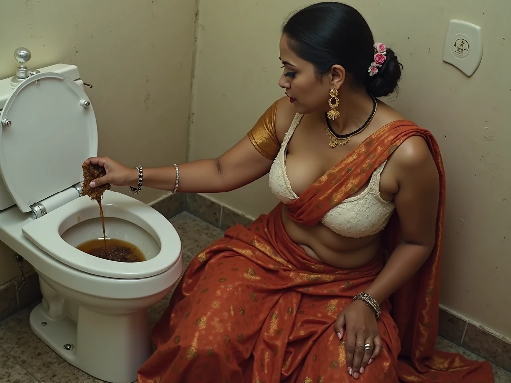 The prompt for Stable Diffusion: hindu boudi, indian aunty,fat, sweaty wet body, show ???????, pooping, huge pop, lots of pop, smeard pop all over body, nasty, very dirty, vomiting